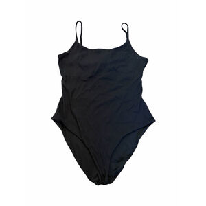 Aerie One Piece Swimsuit XXL Black Ribbed Full Coverage Adjustable Straps